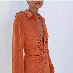 With Jean Andy Dress in Maple Orange Size XXS